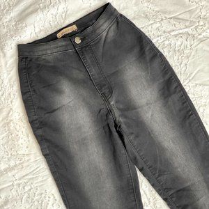 Super High Rise Super Stretch Black Faded Jegging Flare